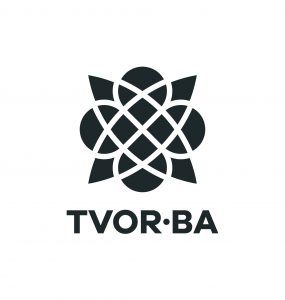 TVOR•BA logo vertikálne čiernobiele