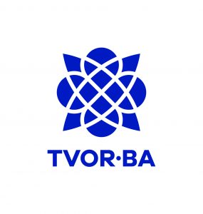TVOR•BA logo vertikálne modré
