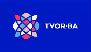 TVOR•BA logo horizontálne farebné na tmavom podklade