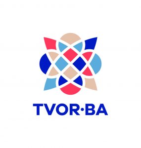 TVOR•BA logo vertikálne farebné